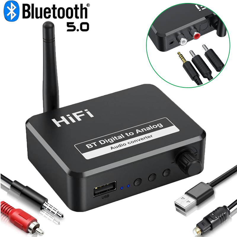 Bluetooth Adapter Receiver - Digital to Analog Audio DAC Converter